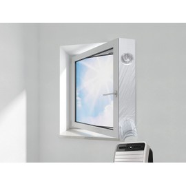 HOOMEE VP Window Seal for Mobile Air Conditioners, with Attached Hose Extension, for Single-Leaf Windows with Wide Window Sills and Deep Built-in Casement Windows, Old Building Flats, 300 cm