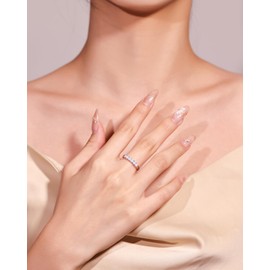 FANCIME Created Opal Rings Sterling Silver 6 stones Fire Opal Engagement Wedding Eternity Ring Gift for Women Size 7