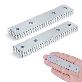 Flat Metal Brackets for Wood | 10 Pcs Galvanised Steel Straight Mending Plates (4 inches) | Metal Joining Plate for Repairing Shelves, Tables, Cabinets, Chairs, | Straight Wood Furniture Bracket
