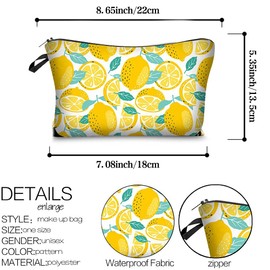 Makeup Bag Lemon Travel Small Portable Cosmetic Organizer Pouch for Women Girls Zipper Waterproof Clutch Toiletry Storage Purse