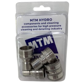 MTM Hydro Pressure Washer Garden Hose Adapters Kit - 4 Piece 3/4" Stainless Steel Set of High Pressure Quick Connect Couplings and Connectors - Perfect for Home Pressure Washers and Car Detailers