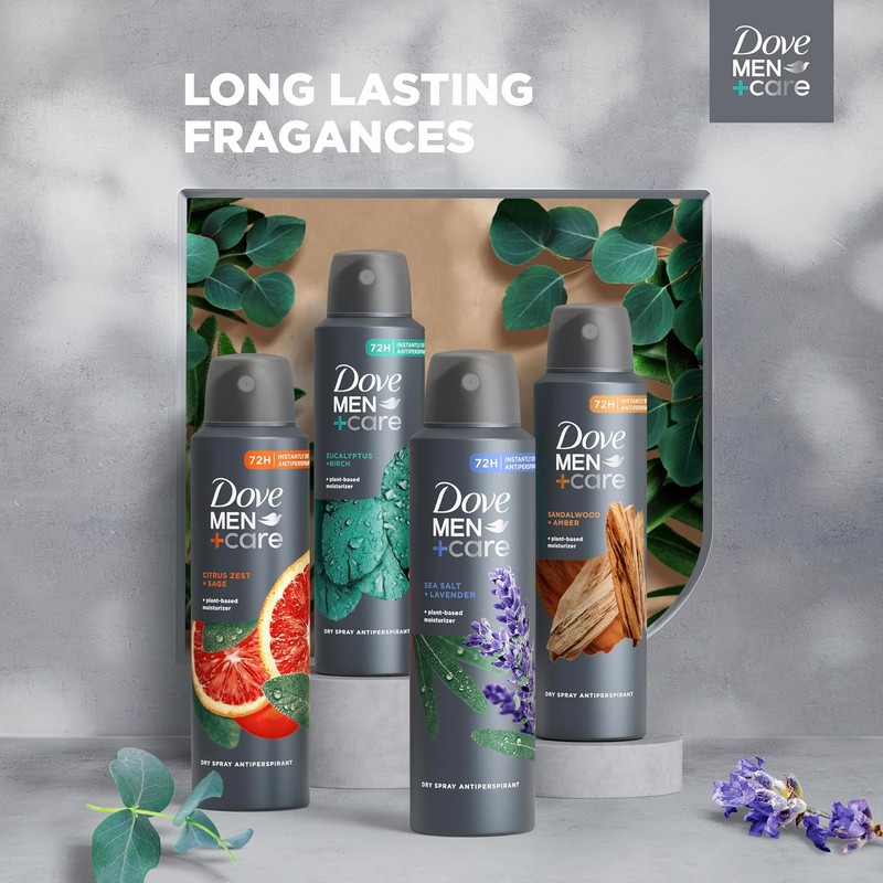Dove Men+Care Dry Spray Antiperspirant Cedarwood + Tonka 4 Count