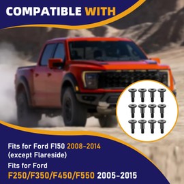 12-Pack Tailgate Cover Cap Screws Bolts Compatible with Ford F150 2008-2014 (Excl. Flareside), for F250 F350 F450 F550 2005-2015, and for Dodge Ram 1500 2002-2008, Ram 2500 3500 2003-2009