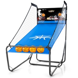PLAYAPUT Basketball Arcade Game,Height Adjustable Basketball Shooting Game with 8 Game Modes, Arcade Sounds,4 Balls, Air Pump, LED Display,Foldable Indoor Basketball Games for All Players