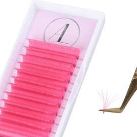 ALLOVE Coloured Eyelash Extension Super Easy Fan Pink Volume Lash Extensions 0.07 mm C Curl 15-20 mm Mixed Tray Colourful Volume Eyelashes Self Fanning Eyelash Extension Accessories