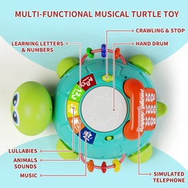 Letapapa Baby Toys 6 to 12 Months, Tummy Time Toy for 12-18 Months, Musical Turtle Crawling Toys with Light & Sound, Birthday Gift Early Educational Toy for Baby Infant 6 7 8 9 10 Months 1 2 Year Old