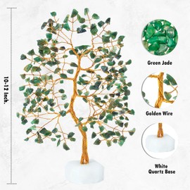 Crocon Green Aventurine Gemstone Tree Sculpture, 11 inches, Handmade Decor