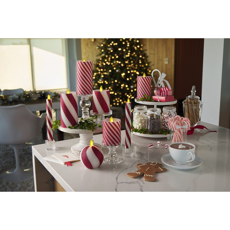 Luminara Candy Cane Flameless Moving Flame LED Candle (6.5-inch) Real