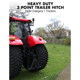 KYBOLT 3 Point 2" Trailer Hitch Receiver Heavy-Duty for Category 1 Tractors Compatible with Kubota, BX, LM25H, WLM Tractor, NorTrac, Yanmar, Kioti, Cat, John Deere