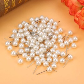 Akozon Pin 200pcs Bola Redonda Alfiler de plástico Alfiler Chincheta Herramienta Decorativa de Bricolaje(Blanco)