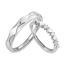Hoisy Engagement Rings Pair Ring Adjustable 925 Engraving I Love You Partner Rings Nickel-Free Valentine's Day Adjustable, stone, Cubic Zirconia