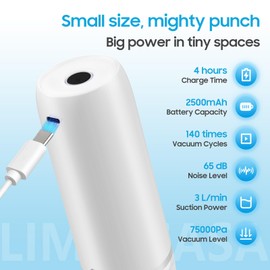 Vacuum Sealer, Compact Food Sealer Saver 5X Fresh Longer, Handheld Vacuum Sealer for Food Storage，portable vacuum sealer for Bags/Jars, Inflation, Camping & Travel