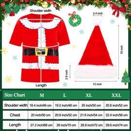 Geyoga 2 Pcs Holiday Costume Tees Set Fun and Funny Christmas Novelty Shirts Humor Christmas Outfit Santa Hats Christmas Hat Xmas Hats for New Year Festive Party(L) Multicolor