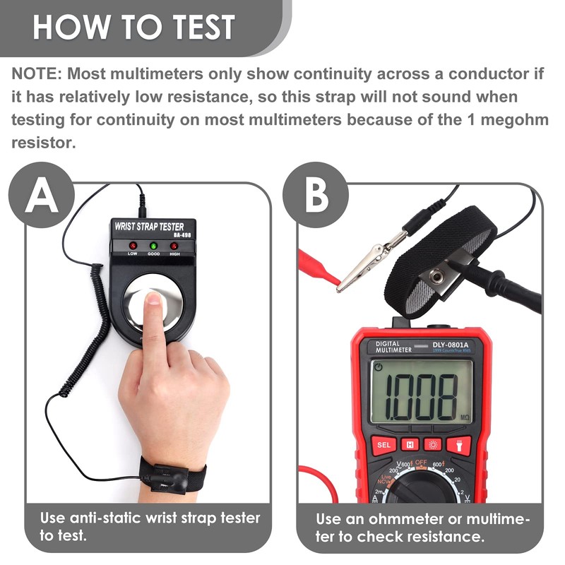 STREBITO Anti Static Wrist Strap, 11" Antistatic Wrist Band Grounding
