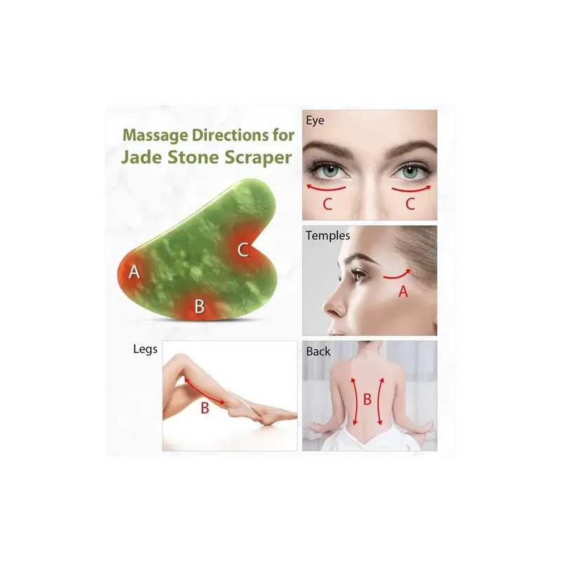Rodillo De Masaje Facial De Jade Gua Sha Rejuvenece Kit