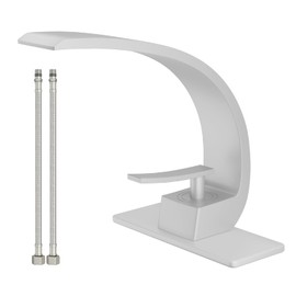 Geobella Bathroom Sink Faucet Modern White Single Hole 1-Handle Faucet, Solid Brass Faucets, Mount Curved Lavatory Faucets Mixer Tap