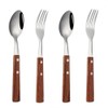 KXLCGYK Spoon Fork Set, Wooden Handle, 18-8 Stainless Steel, 4-Piece