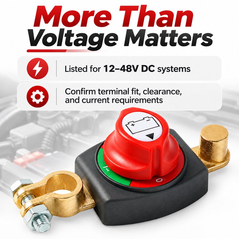 Top Post Battery Disconnect Switch – 12–48V DC Negative Terminal