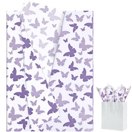 Hjvvr Tissue Paper,20sheets Wrapping Paper with Purple Butterfly,50x35cm for Birthday Party Decoration,Gift Packing