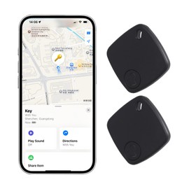 Smart Bluetooth Tracker 2-Pack – Key Finder & Luggage Locator, Compatible with iOS Devices, Anti-Lost Item Tracker for Keys, Wallet, Backpack & Travel Bags (Black)