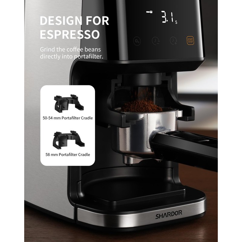 SHARDOR Conical Burr Espresso Coffee Grinder Electric with Precision Timer
