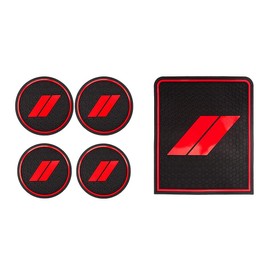 Auprite Anti Dust Mats for Dodge Journey 2011-2022 Custom fits Cup Holder Liners Mats Center Console Liners(5Pcs Set,Red Trim)