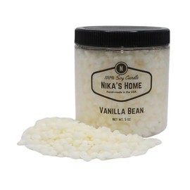 Nika's Home Vanilla Bean Soy Melts - Strong Scents - Add to Candles to Create Your Own Blends or Use Alone in Wax Warmers - Wax Pastilles - 5oz Jar, up to 20 Hours of Fragrance