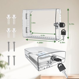 AUURIO Upgraded Thermostat Lock Box with Key, Large Space Thermostat Cover Seamless Anastomosis, Clear Decorative AC Lock Box Cover on Wall Fits Thermostats 4.8" H x 6" W or Smaller