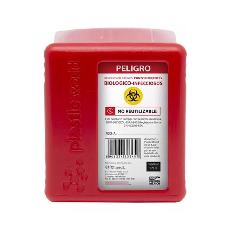 GH medic 5 Pack Bote Rpbi Contenedor Recolector 1.5 L