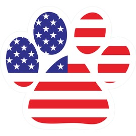 American Flag Dog Paw Car Sticker, Dog Lover Sticker Decal 5 inch - for Car, Laptop, Motorcycle (Paw)