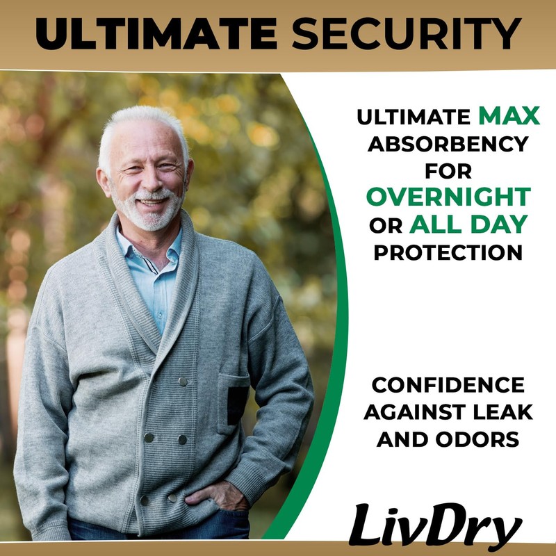 LivDry Mens Incontinence Underwear, Premium Adult Diapers for Men, Ultimate