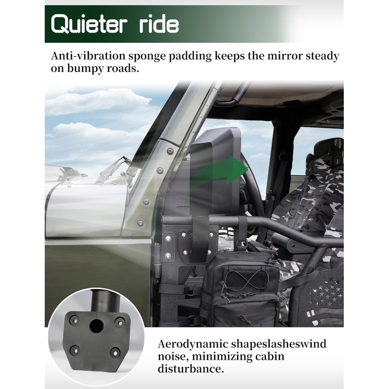 JROAD Side Mirrors for Half Doors Side View Mirrors for