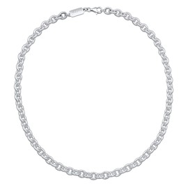 Kuzzoi Exclusive 0104982022_50 Men's Necklace with Round Anchor Links (6 mm) Polished Solid Chain for Man or Boyfriend Robust Men's Necklace Made of 925 Sterling Silver, Length 50 cm, Stainless Steel
