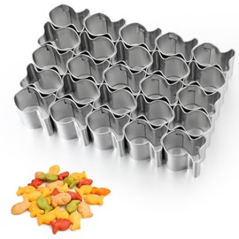 GoldFish Cookie Cutter Stainless Steel 25 Cavity Mini Cracker Cutter Mold Baked Fish Shaped Maker Non-stick Dough for Baking, 3.86x2.56x0.79in