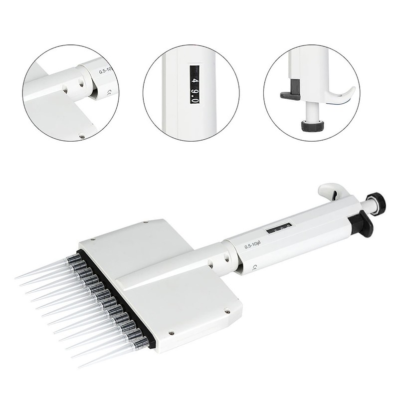 12 Channel 0.5-10μl Manual Adjustable Pipette Micro Transfer Pipette Pipet