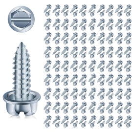 【Upgraded】 100 Pcs License Plate Mounting Screws for Car Dealers #14 x 3/4" Slotted Hex Head License Plate Bolts with Rustproof Finish, Car License Plate Screws for License Plates Frames