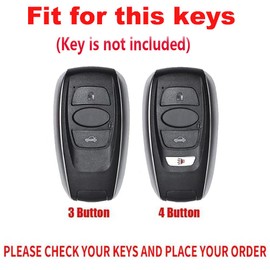 TECART Carbon Texture Key fob Cover case with Keychain,Luminous Strip Key case/Skin, Fit For Subaru BRZ Legacy Outback Ascent Crosstrek Forester WRX Zinc Alloy Key Cover Accessories 3 Button Silver