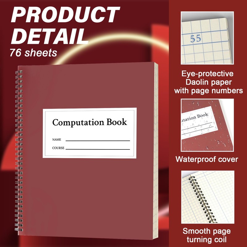 SMAODSGN 2 Pack Computation Notebook Spiral 9 1/4" x 11