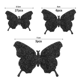 36 Pieces DIY Glitter Butterfly Combination 3D Butterfly Wall Stickers Decals Home Decoration (Glitter Black)