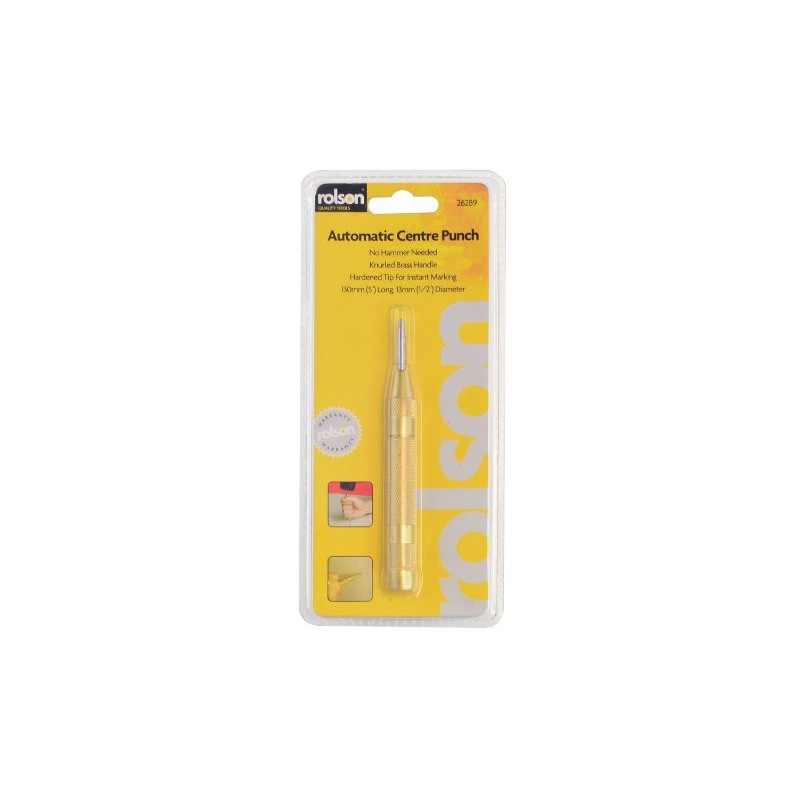 Rolson 26289 Automatic Centre Punch, Yellow/Silver