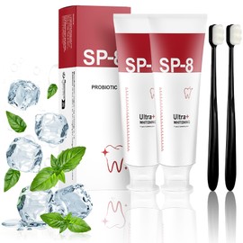 Sp-8 Ultra Whitening Toothpaste, Deep Cleaning Care Sp 8 Toothpaste, ProbioticSp-8 Brightening Toothpaste Fresh Breath, Promotes Healthy Teeth and Gums (4.2 Oz x 2)