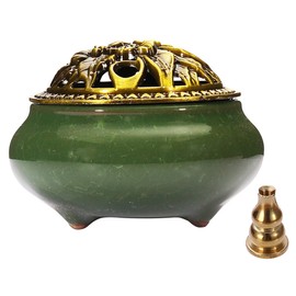 Xujia - Quemador de Incienso con Soporte para Incienso (latón), Verde Oscuro, 10 x 7.2 CM