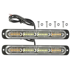 Magik 1-2 Pc 24V Bright LED Emergency Strobe Lights Warning Amber/White Flash Light (1 Pack, White&Yellow)