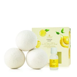 Thymes Wool Dryer Balls Set – Includes 3 Wool Laundry Balls + 1 Scented Laundry Fragrance Oil for Dryer – Eliminate Wrinkles, Static & Lint (Lemon Leaf, 0.5 fl oz)