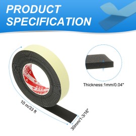 PATIKIL 1 3/16 Inch x 33 Ft Weather Stripping Door Seal Strip, 1mm Thick EVA Self Adhesive Foam Seal Tape for Door Window Insulation, Black