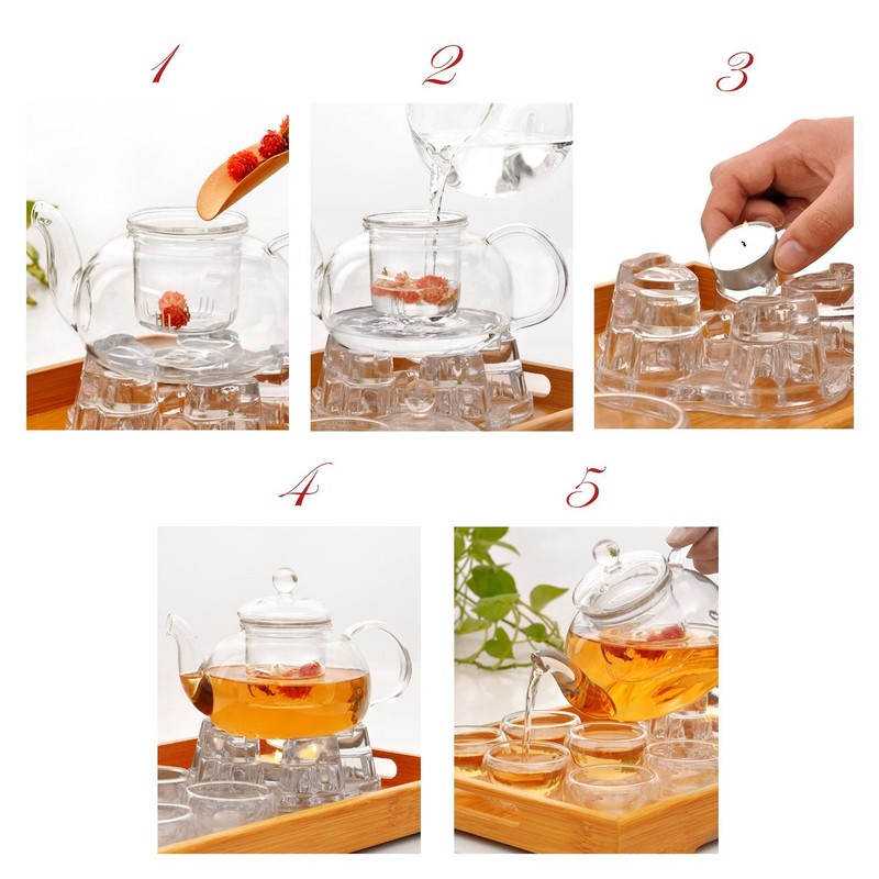 Jusalpha® 11 PC-Glass Filtering Tea Maker Teapot with a Warmer