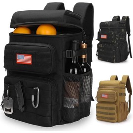 Tactical Backpack Cooler,Soft Lightweight Leakproof Cooler Backpack,Insulated Cooler Bag,Portable Soft Cooler Bag Waterproof for Beach, Travel, Camping, Picnic, Hiking - Color: Black Camo