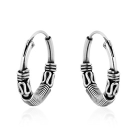 AeraVida Stunning Balinese Interlace Tribal Delicate Sterling Silver Hoop Earrings | Chic Sterling Silver Hoop Earring for women | Gift for Daughter, Mother’s Day, Statement Fashion