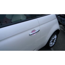 Pink and White Polka Dots Car Auto Accessory Door Handle Trim Molding Scratch Protector 4 Door Pack