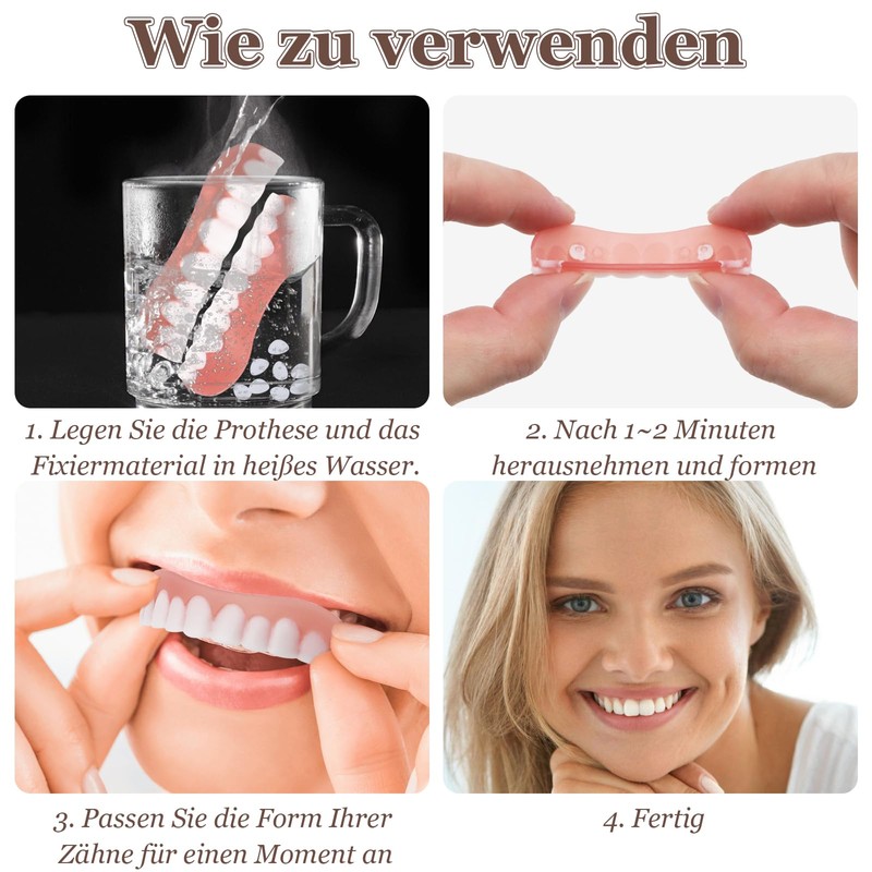 SPOKKI 4 Pairs of Fake Teeth, False Teeth Veneers, Cosmetic